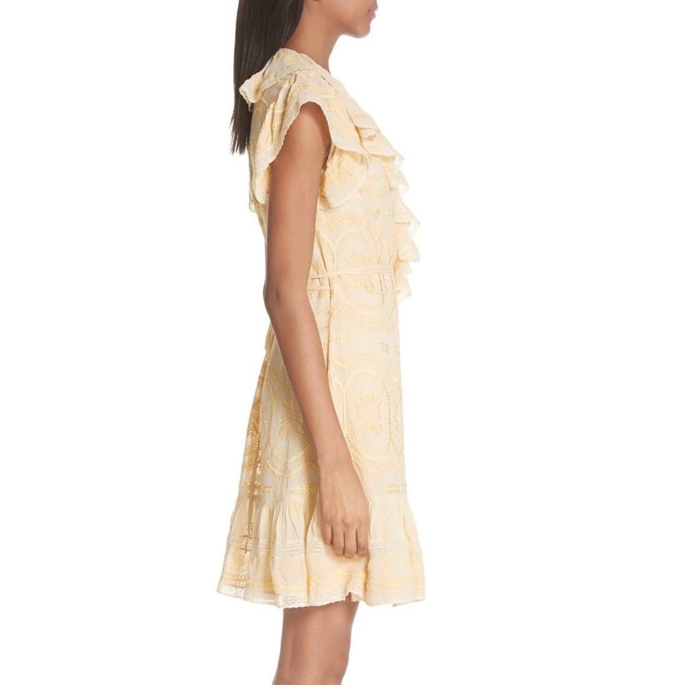 Needle & Thread Pale Yellow Ruffle Wrap Mini Dress - Picture 4 of 6